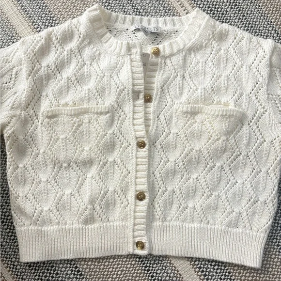 Girl’s Ivory Cropped Cardigan - Picture 3 of 6